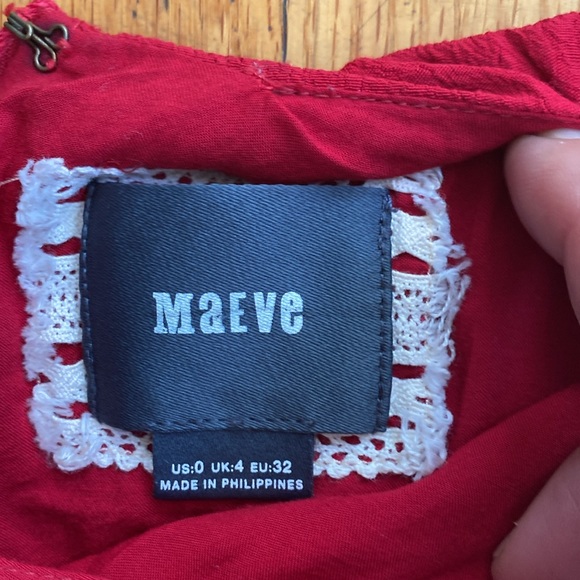 New Maeve Women's scoop neck casual belted wide leg red cap sleeve jumpsuit Sz 0 - Picture 8 of 9